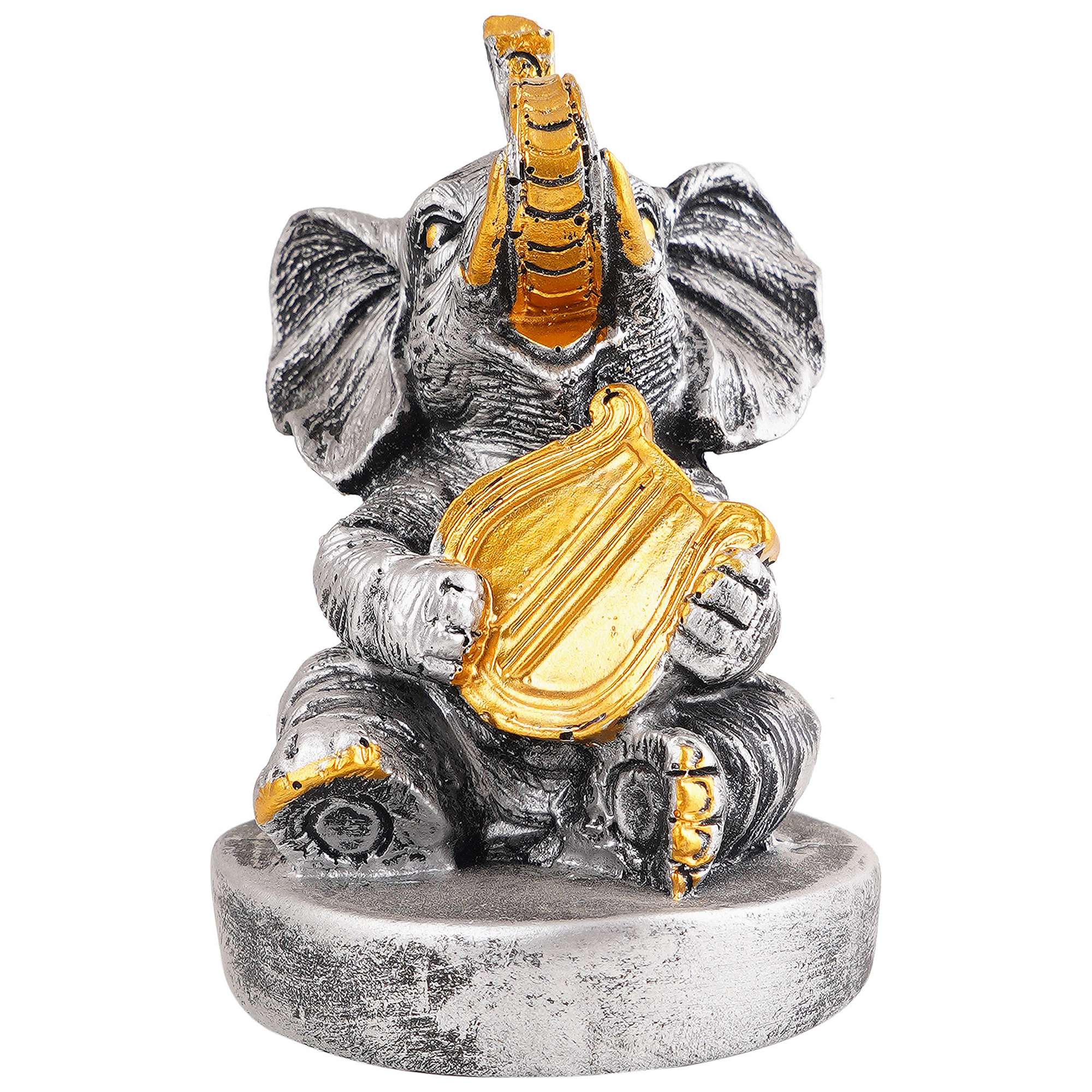 Resin Elephant Playing Musical Instrument Showpiece For Home Dcor Living Room Bedroom Table Top - Image 2